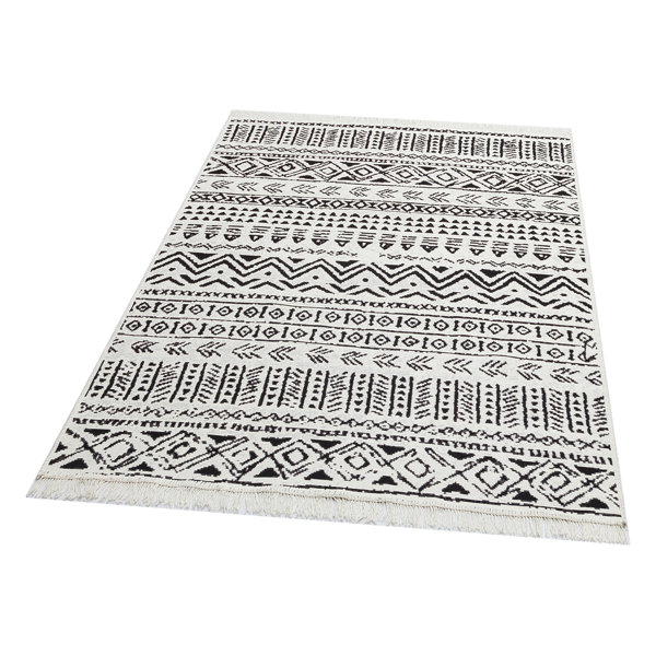 Bakero Arya Kilim Cotton White/Black Rug & Reviews Wayfair.co.uk